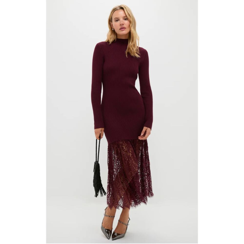 KATIENYC NWT Tuckernuck Hyacinth House Plum Knit & Lace Suzanne Midi Dress